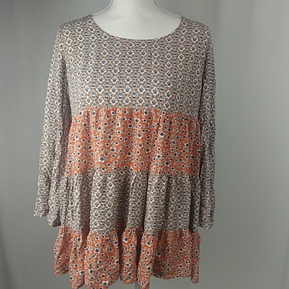Boho Openback Floral Tunic Top